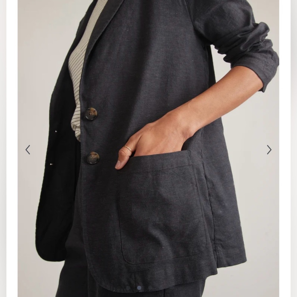 Marine Layer Flora Hemp Blazer Navy Women's‎ XL NWT - Picture 2 of 10